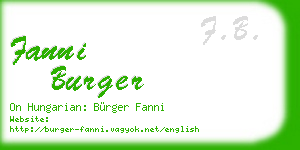 fanni burger business card