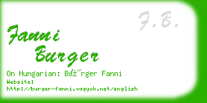 fanni burger business card